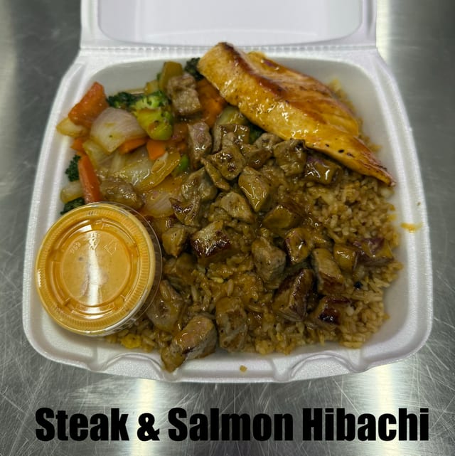 Hibachi Steak & Salmon.