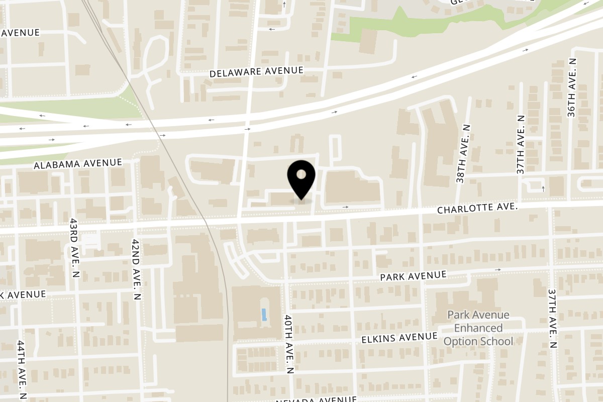 Map showing the location of Goku Japanese Express on 3900 Charlotte Ave in Nashville